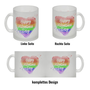 Happy Valentines Day Herz in regenbogenfarben Kaffeebecher