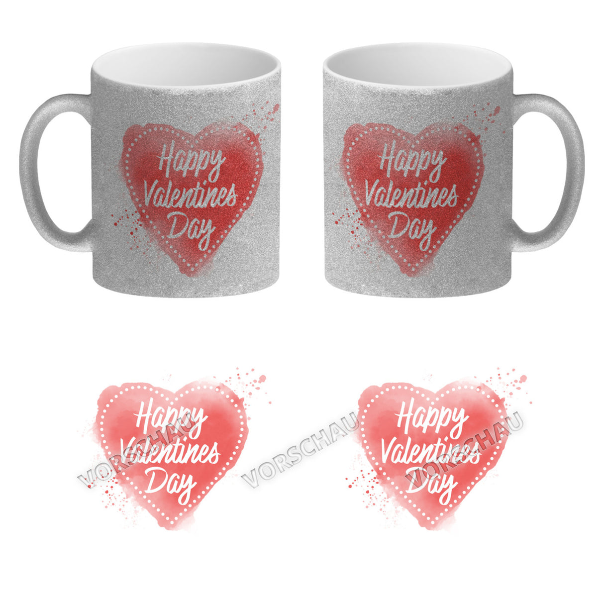 Happy Valentines Day Herz in regenbogenfarben Kaffeebecher