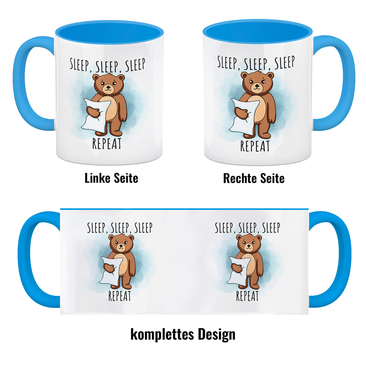 Sleep, Sleep, Sleep, Repeat niedlicher Teddybär Kaffeebecher