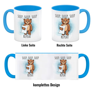 Sleep, Sleep, Sleep, Repeat niedlicher Teddybär Kaffeebecher