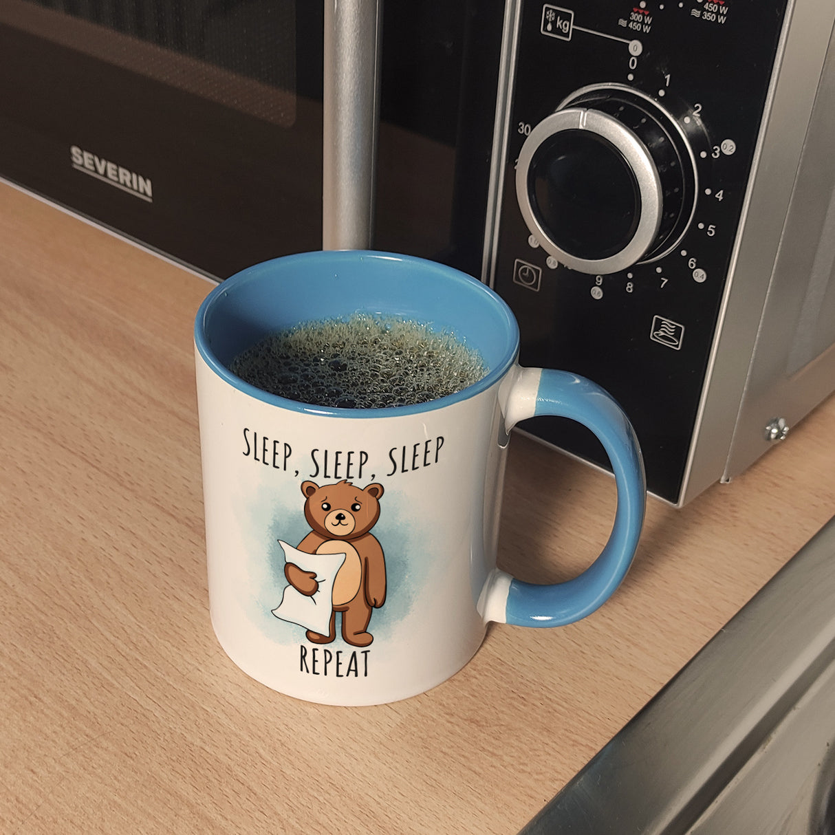 Sleep, Sleep, Sleep, Repeat niedlicher Teddybär Kaffeebecher