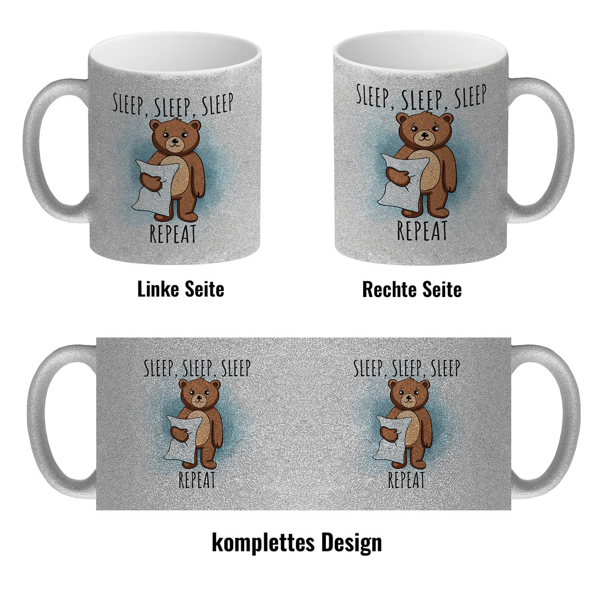 Sleep, Sleep, Sleep, Repeat niedlicher Teddybär Kaffeebecher