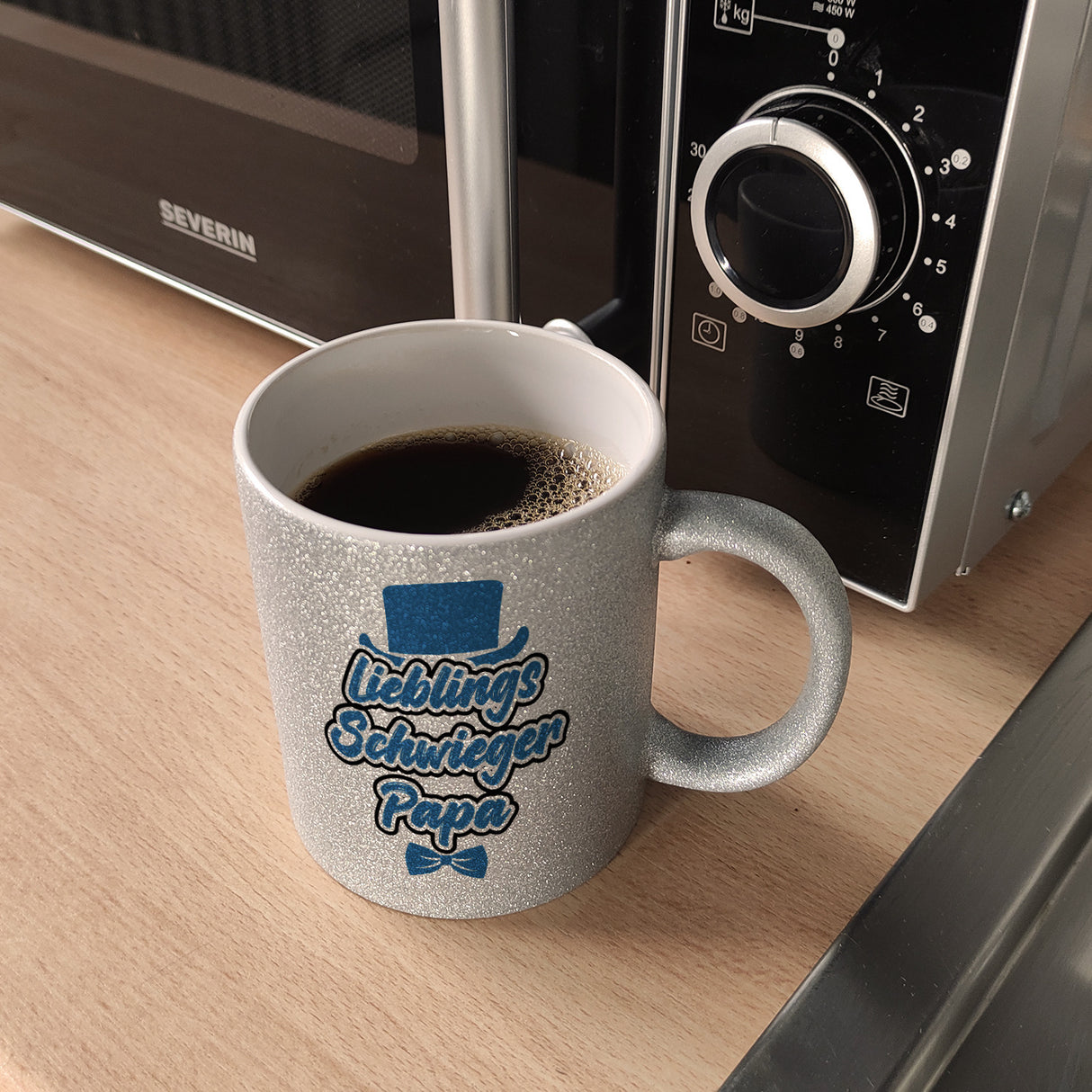 Lieblingsschwiegerpapa Kaffeebecher - Mit Zylinder und Fliege als Geburtstagsgeschenk