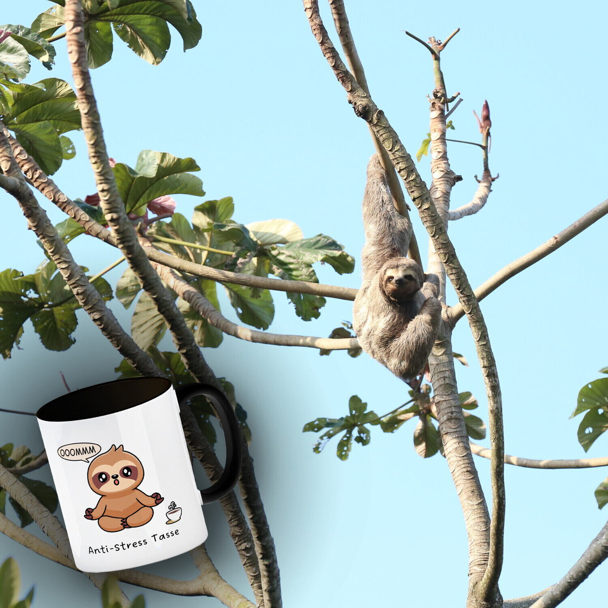 Anti Stress Faultier Kaffeebecher
