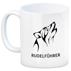 Rudelführer Pfotenabdruck Kaffeebecher mit Wolf Motiv
