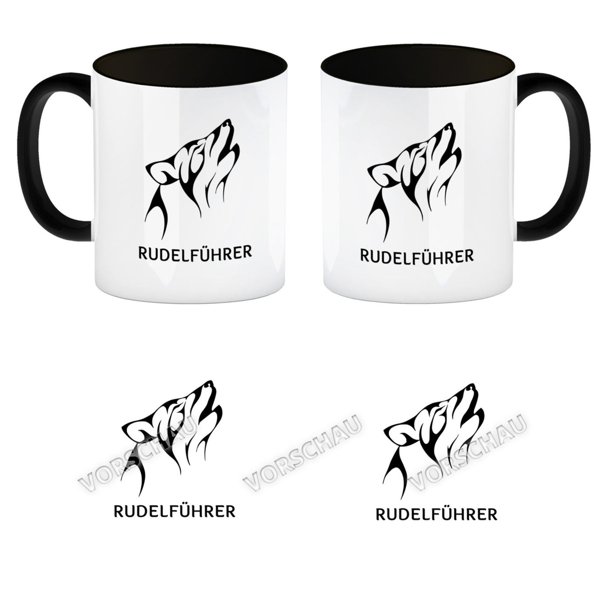 Rudelführer Pfotenabdruck Kaffeebecher mit Wolf Motiv