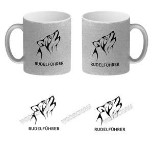 Rudelführer Pfotenabdruck Kaffeebecher mit Wolf Motiv