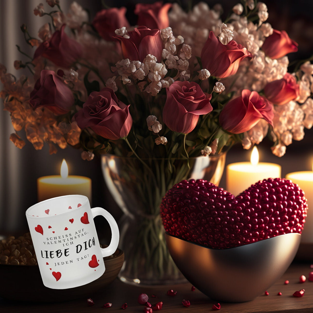 Scheiß auf Valentinstag ich liebe dich jeden Tag Kaffeebecher