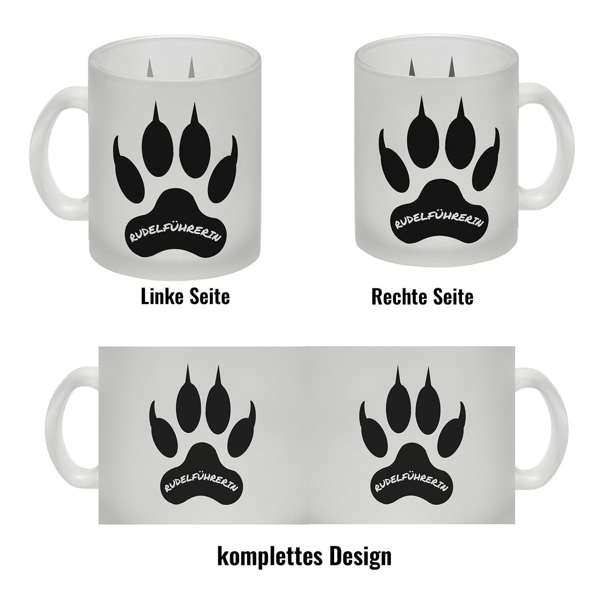 Rudelführerin Wolf Kaffeebecher mit Pfotenabdruck Motiv