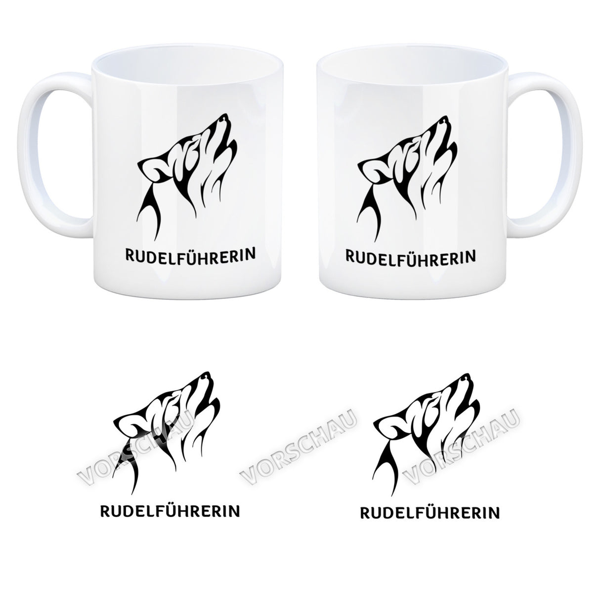 Rudelführerin Wolf Kaffeebecher mit Pfotenabdruck Motiv