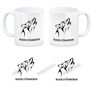 Rudelführerin Wolf Kaffeebecher mit Pfotenabdruck Motiv