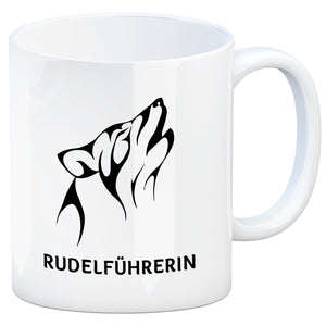 Rudelführerin Wolf Kaffeebecher mit Pfotenabdruck Motiv