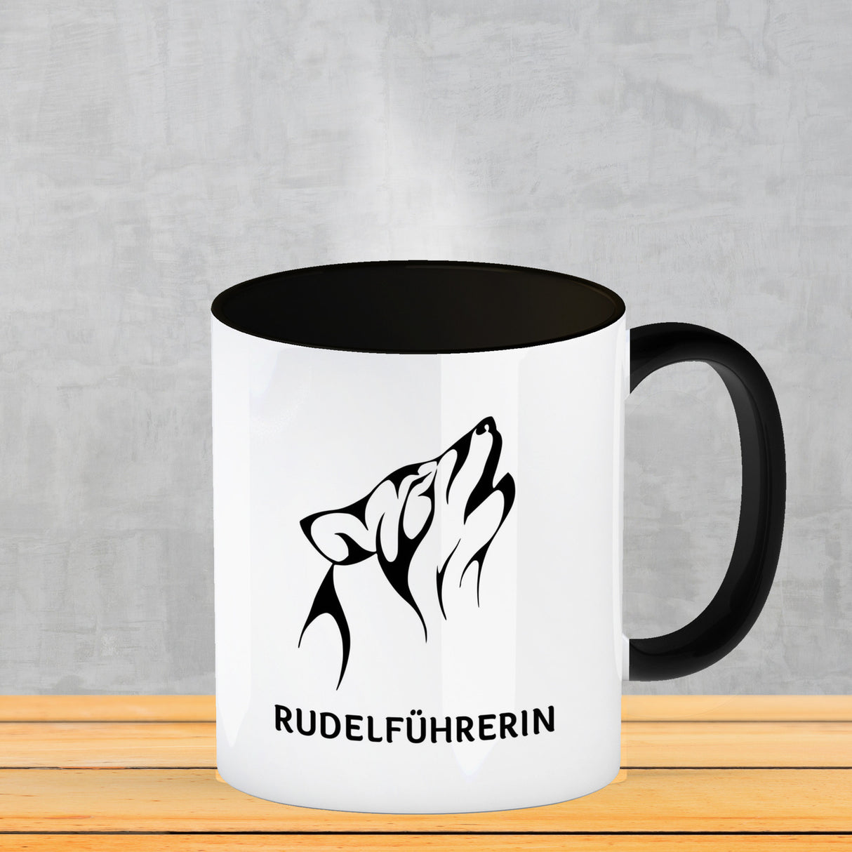 Rudelführerin Wolf Kaffeebecher mit Pfotenabdruck Motiv