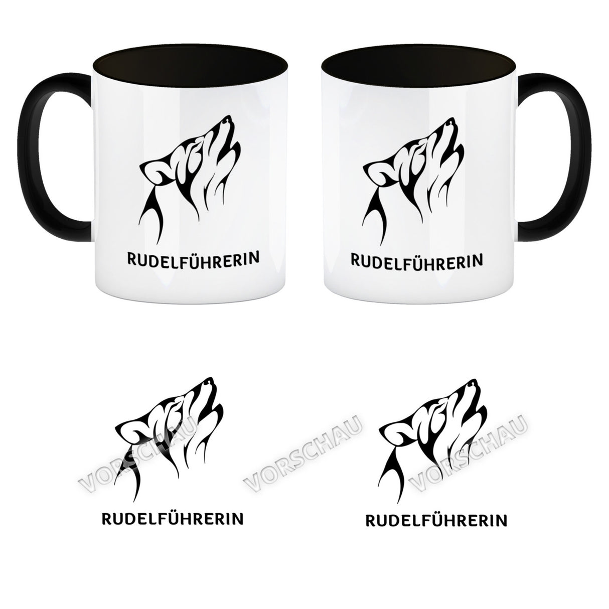 Rudelführerin Wolf Kaffeebecher mit Pfotenabdruck Motiv