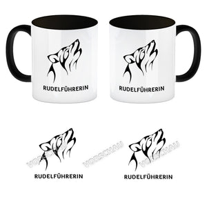 Rudelführerin Wolf Kaffeebecher mit Pfotenabdruck Motiv