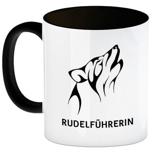 Rudelführerin Wolf Kaffeebecher mit Pfotenabdruck Motiv