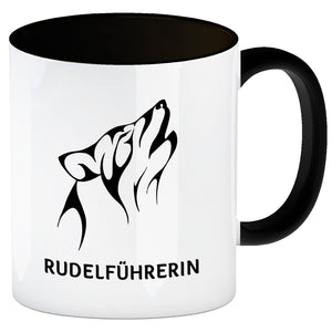 Rudelführerin Wolf Kaffeebecher mit Pfotenabdruck Motiv