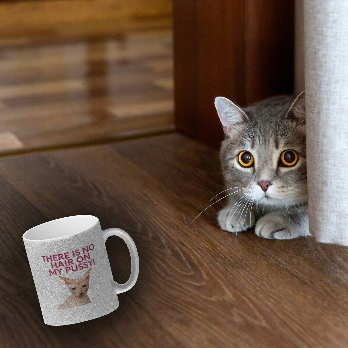 There is no Hair on my Pussy Katze Kaffeebecher