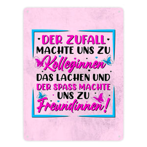 Der Zufall machte uns zu Kolleginnen Metallschild in 15x20 cm mit Spruch zum Thema Freundschaft