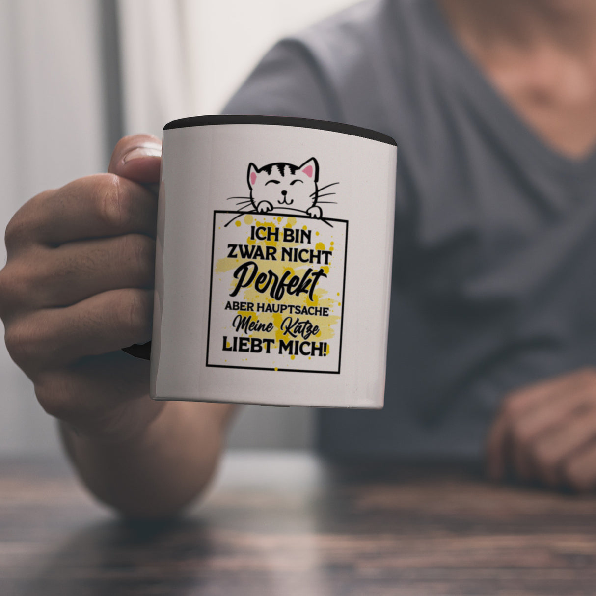 Meine Katze liebt mich Katzen Spruch Kaffeebecher für Katzenliebhaber