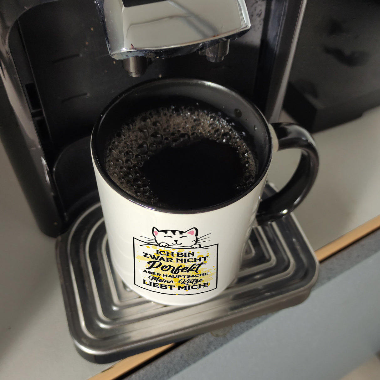 Meine Katze liebt mich Katzen Spruch Kaffeebecher für Katzenliebhaber