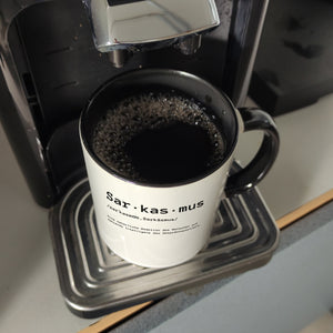 Sarkasmus Definiton Kaffeebecher mit Spruch