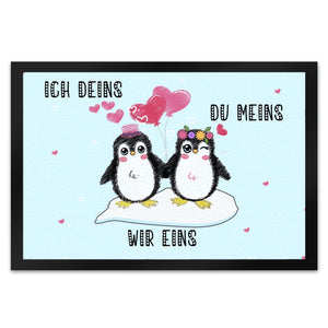 Pinguin Pärchen Fußmatte in 35x50 cm mit Spruch