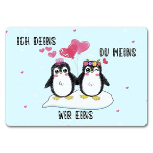 Pinguin Pärchen Fußmatte in 35x50 cm mit Spruch