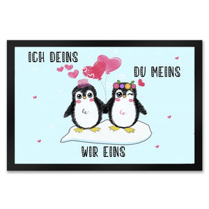 Pinguin Pärchen Fußmatte in 35x50 cm mit Spruch