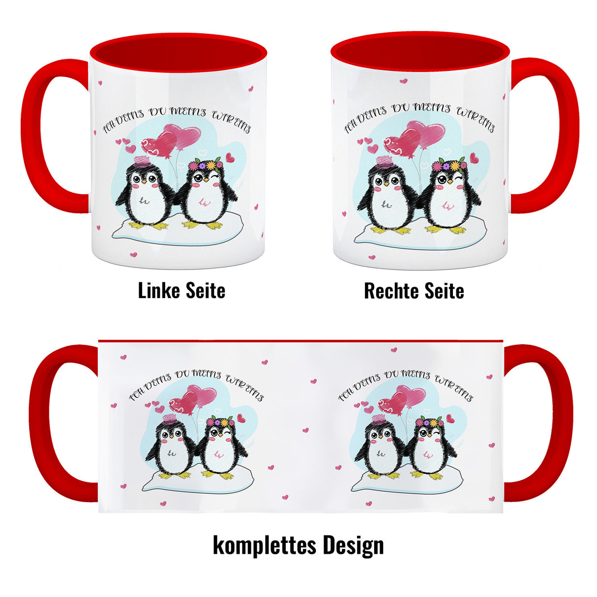 Pinguin Pärchen Kaffeebecher mit Spruch