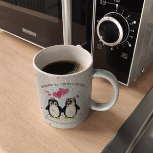 Pinguin Pärchen Kaffeebecher mit Spruch