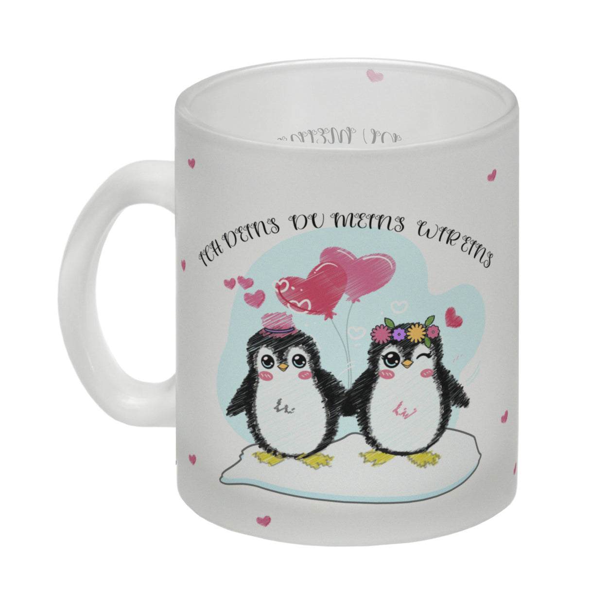 Pinguin Pärchen Kaffeebecher mit Spruch