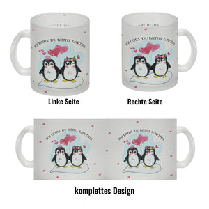 Pinguin Pärchen Kaffeebecher mit Spruch
