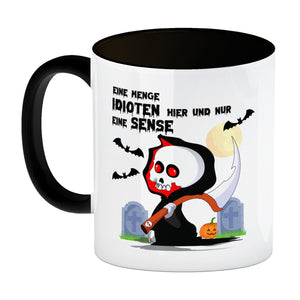 Sensenmann Halloween Kaffeebecher mit Spruch
