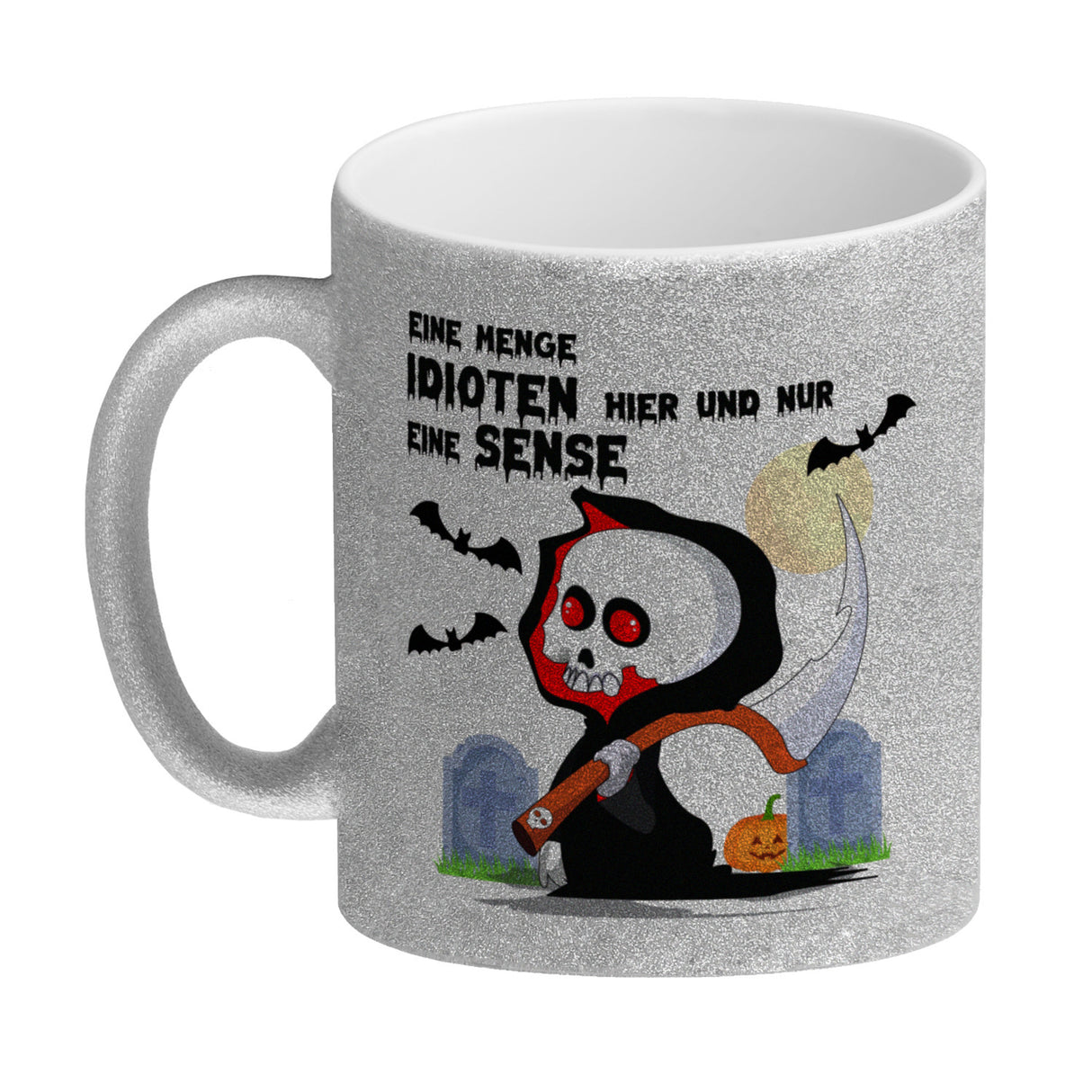 Sensenmann Halloween Kaffeebecher mit Spruch