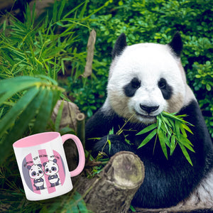 Panda Kaffeebecher mit Spruch Du meins ich deins wir eins