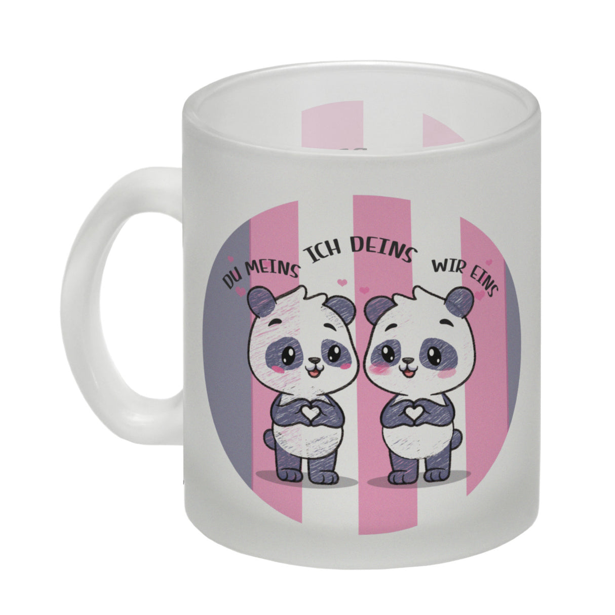 Panda Kaffeebecher mit Spruch Du meins ich deins wir eins