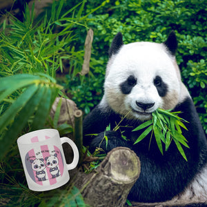 Panda Kaffeebecher mit Spruch Du meins ich deins wir eins