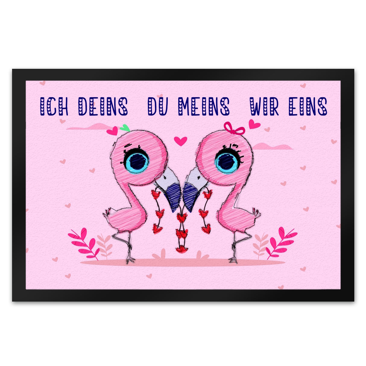 Flamingo Pärchen Fußmatte in 35x50 cm in rosa mit romantischen Spruch