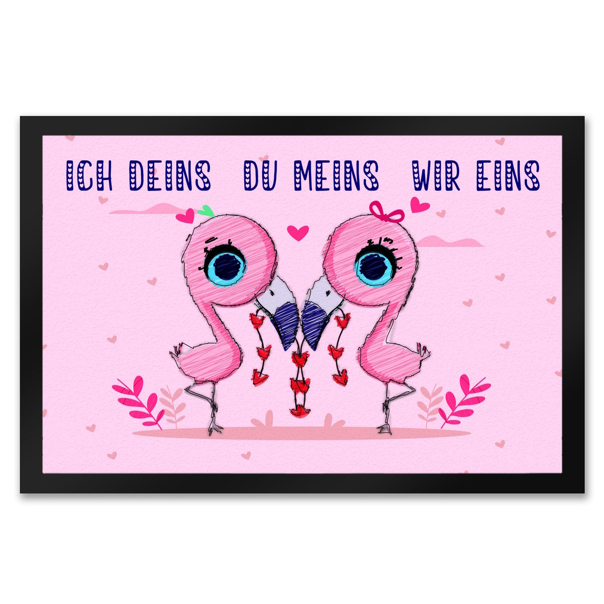 Flamingo Pärchen Fußmatte in 35x50 cm in rosa mit romantischen Spruch