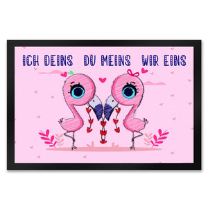 Flamingo Pärchen Fußmatte in 35x50 cm in rosa mit romantischen Spruch