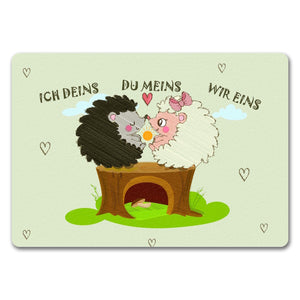 Igel Pärchen Fußmatte in 35x50 cm mit Spruch Ich deins du meins wir eins