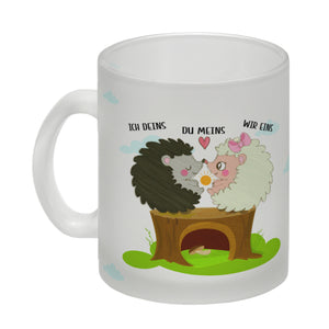 Igel Pärchen Kaffeebecher mit Spruch Ich deins du meins wir eins