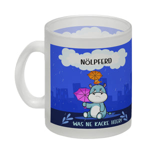 Nilpferd Kaffeebecher mit Spruch Nölpferd Was ne Kacke hier!