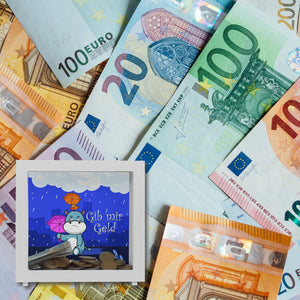 Nilpferd Spardose mit Spruch Gib mir Geld