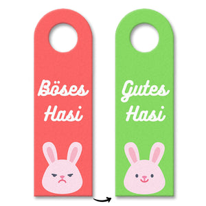 Gutes Hasi - Böses Hasi Hasen Türhänger -grün