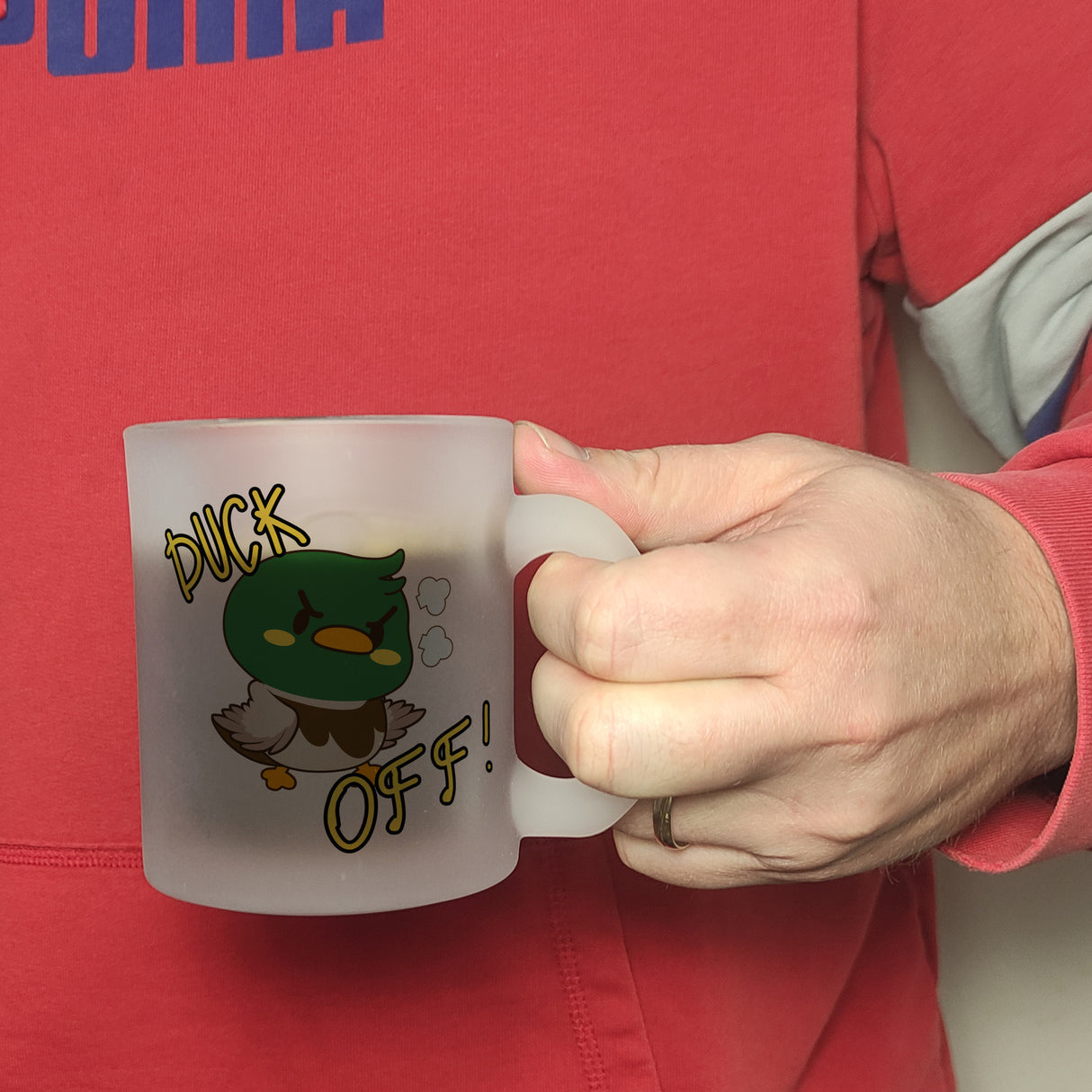 Enten Kaffeebecher mit Spruch DUCK OFF!