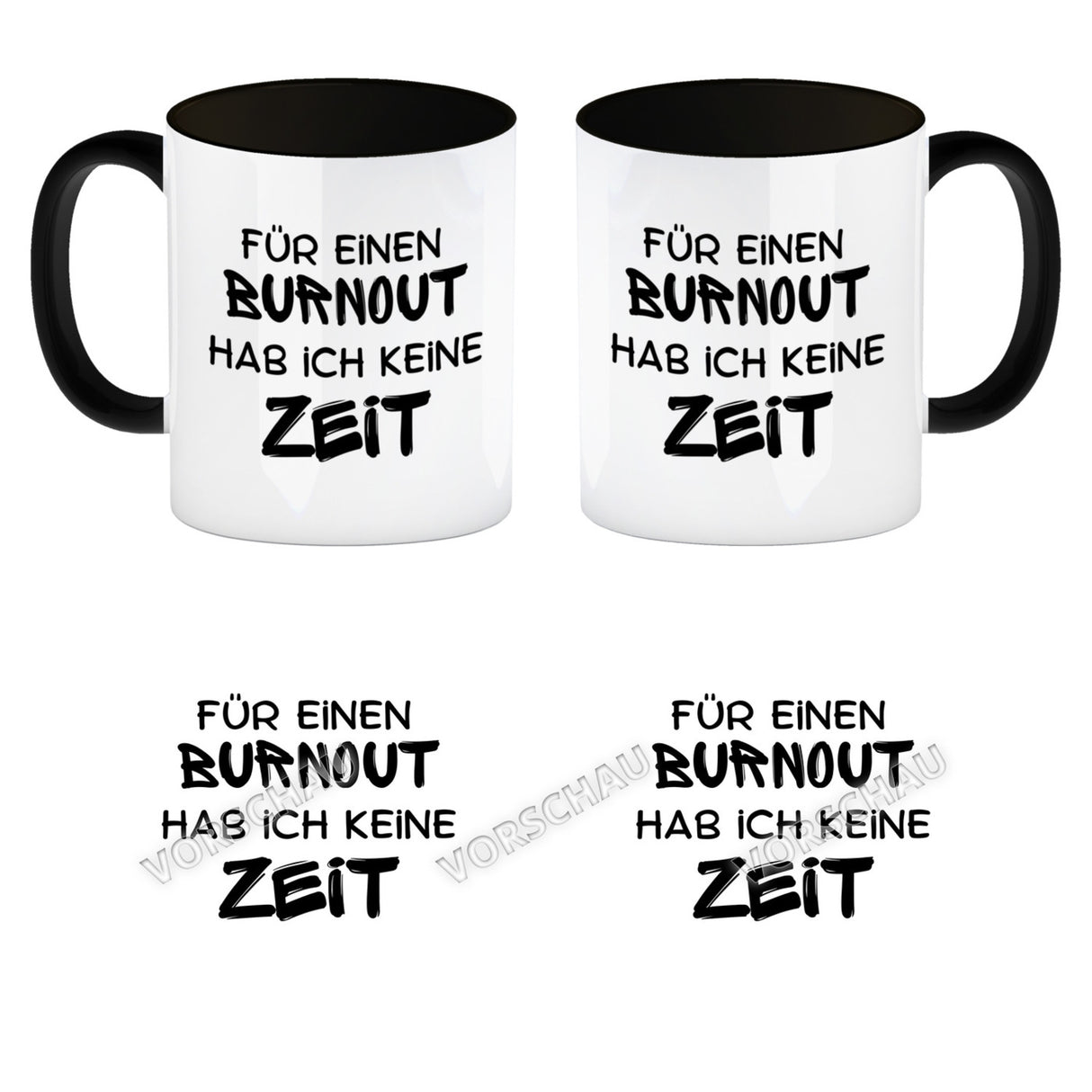 Büro Kaffeebecher mit Spruch Für einen Burnout keine Zeit in bunt