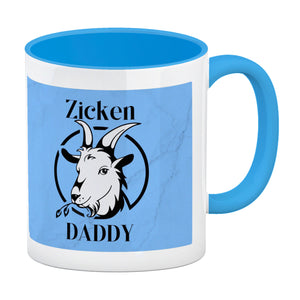 Ziegen Kaffeebecher mit Spruch Zicken DADDY