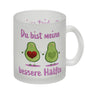 Avocado Pärchen Kaffeebecher mit Spruch Du bist meine bessere Hälfte